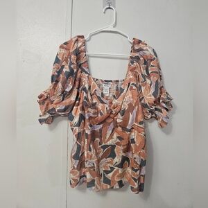 Nine West Womens Plus Size Off The Shoulder Floral Blouse!